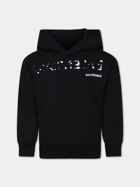 Felpa nera per bambini con logo,Balenciaga,682019 TOVT6 1070