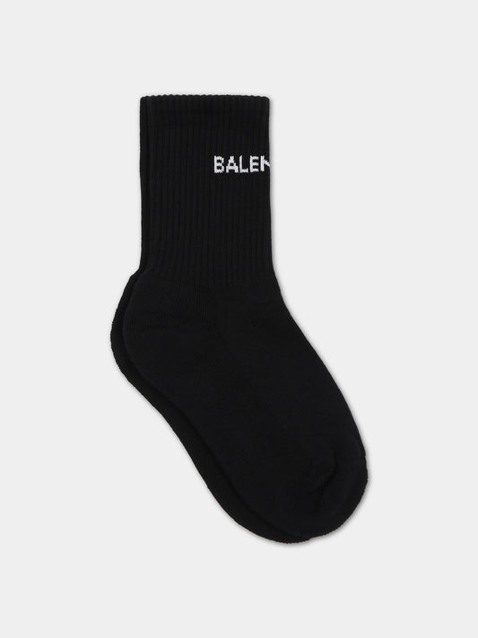 Calze nere per bambini con logo,Balenciaga,746014 472B4 1077
