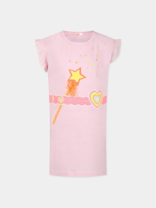 Vestito rosa per bambina con stella e cuori,Billieblush,U12711 464