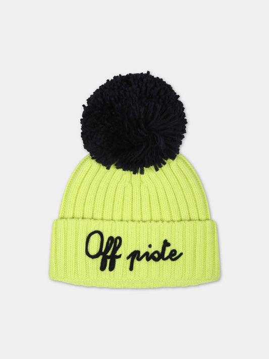 Berretto giallo per bambini con pompon,Mc2 Saint Barth,WENGEN JR P OFF PISTE 9461 EMB