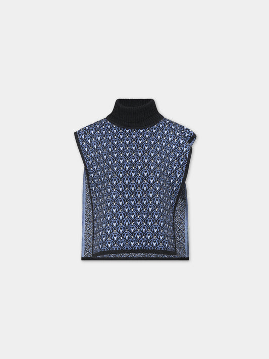 Cappa blu per bambina con motivo jacquard,Paade Mode,234222444