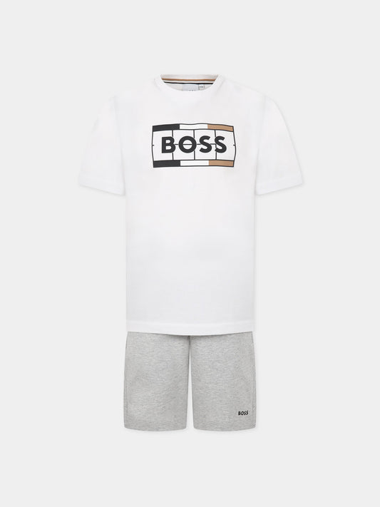 Completo mutlicolor per bambino con stampa e logo,Boss,J28111 10P