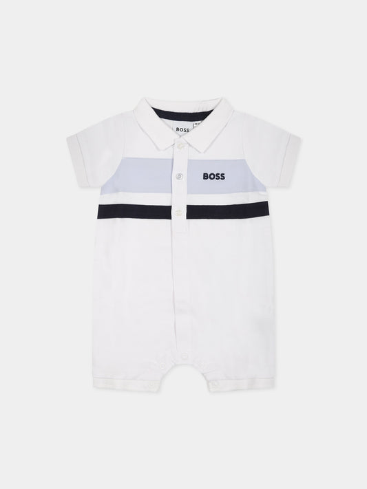 Pagliaccetto bianco per neonato con logo,Boss,J94339 10P