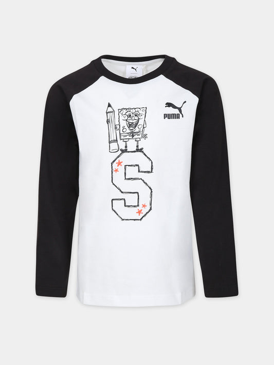 T-shirt nera per bambini con Spongebob,Puma,23WMPU622286 02