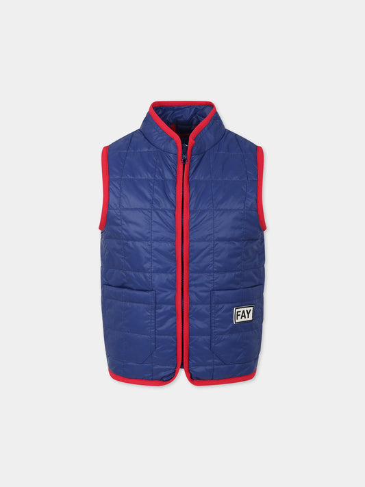 Gilet blu per bambino con logo,Fay Kids,5M2062 MD760 619
