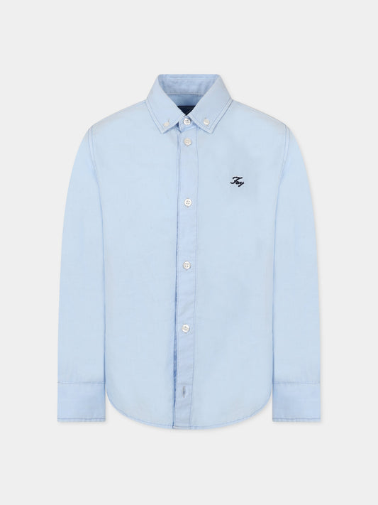 Camicia celeste per bambino con logo,Fay Kids,5M5040 MX240 607