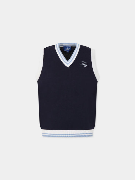 Gilet blu per bambino con logo,Fay Kids,5M9012 MX160 621