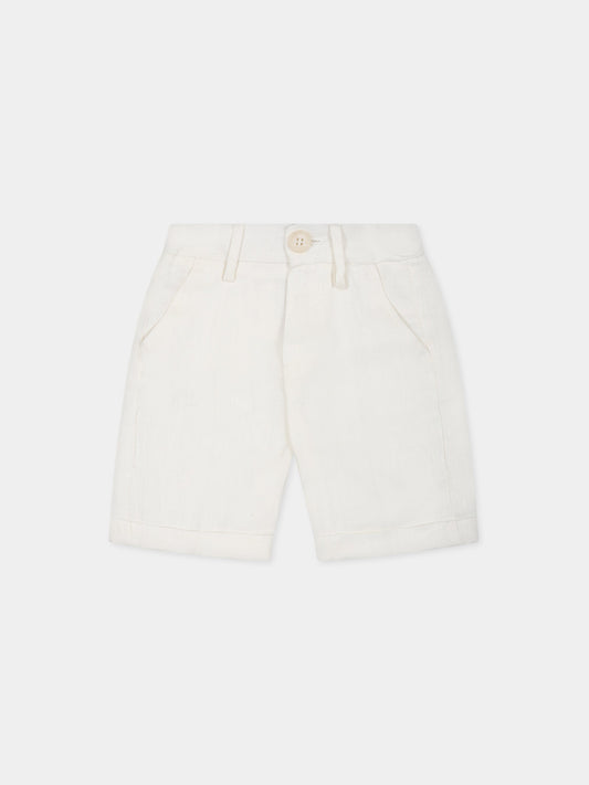 Shorts avorio per neonato con logo,Fay Kids,5O6319 OB670 101