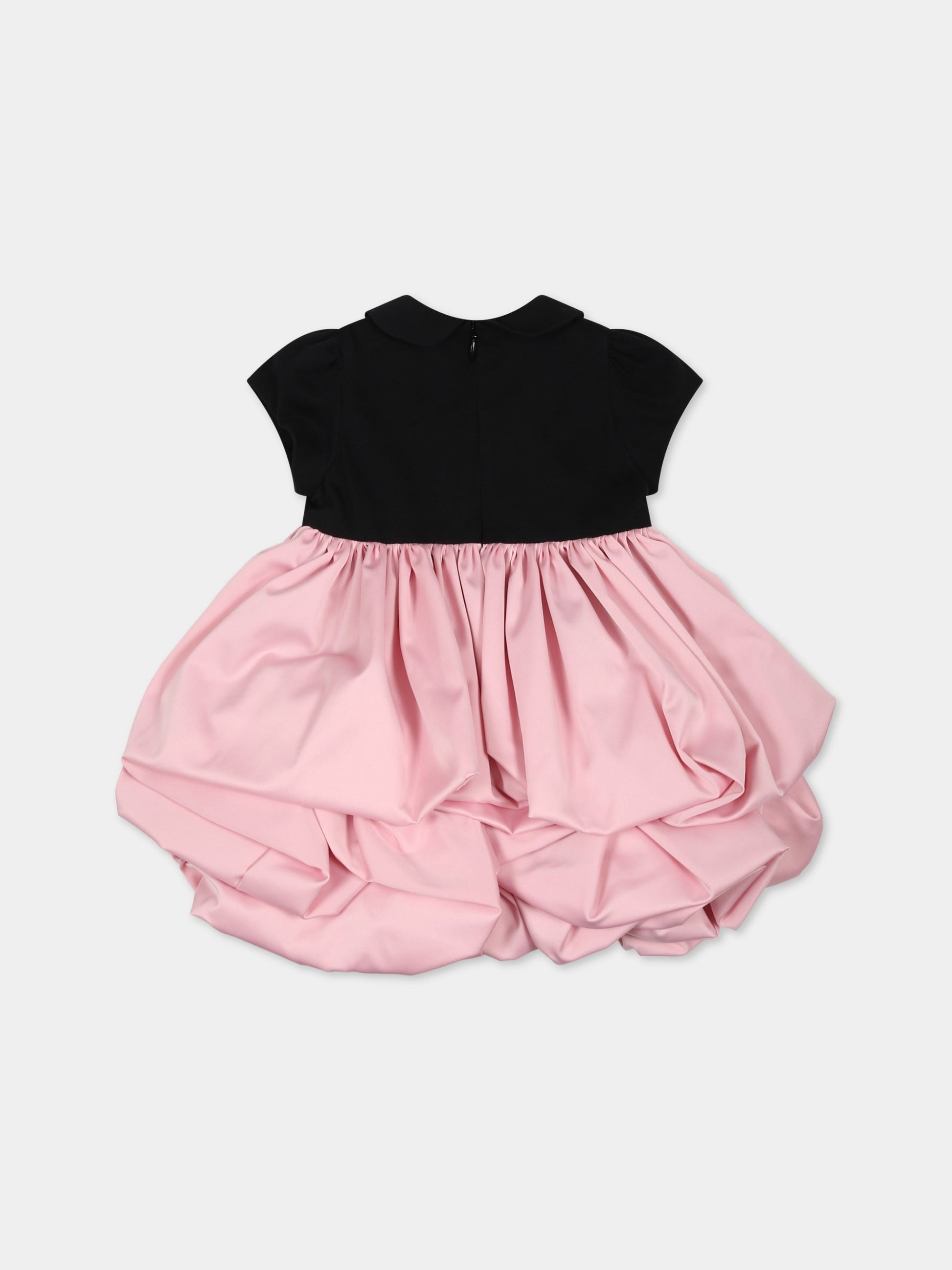 Vestito nero per neonata con logo,Balmain Kids,6O1851 OB690 930RS