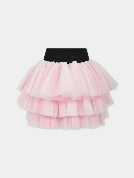 Gonna rosa per bambina con logo,Balmain Kids,6O7050 OB720 510