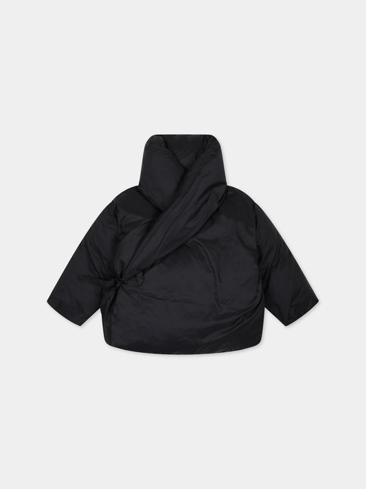 Piumino nero per neonati con logo,Arlu Kidswear,ARLU KIMONO IMBOTTITO