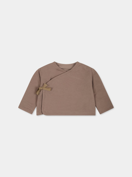Cardigan beige per neonati con logo,Arlu Kidswear,KIMONO DOUBLE