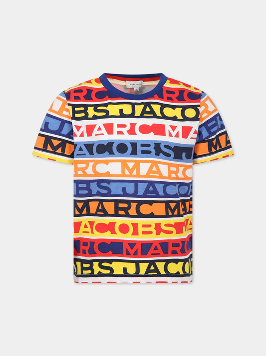 T-shirt multicolor per bambino con stampa logo,Little Marc Jacobs,W25587 V79