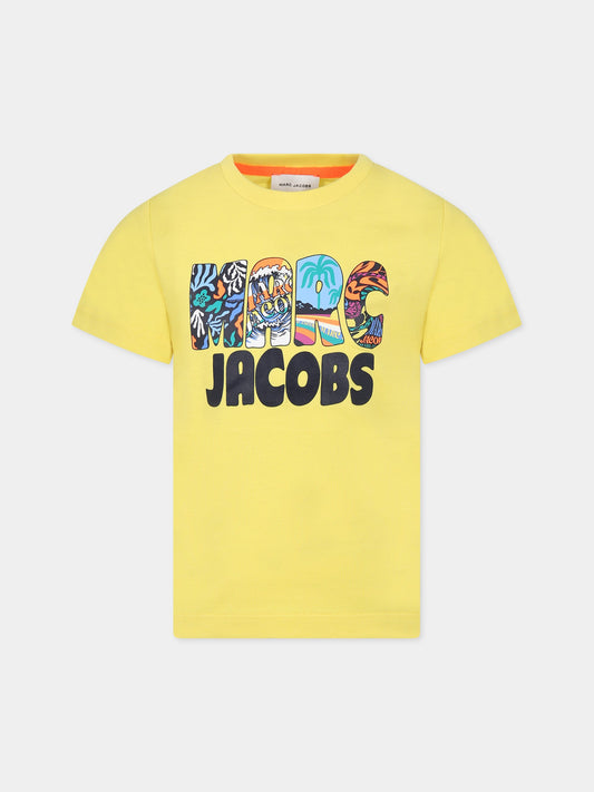 T-shirt gialla per bambino con stampa logo,Little Marc Jacobs,W25593 508