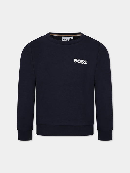 Felpa blu per bambino con logo,Boss,J25O43 849