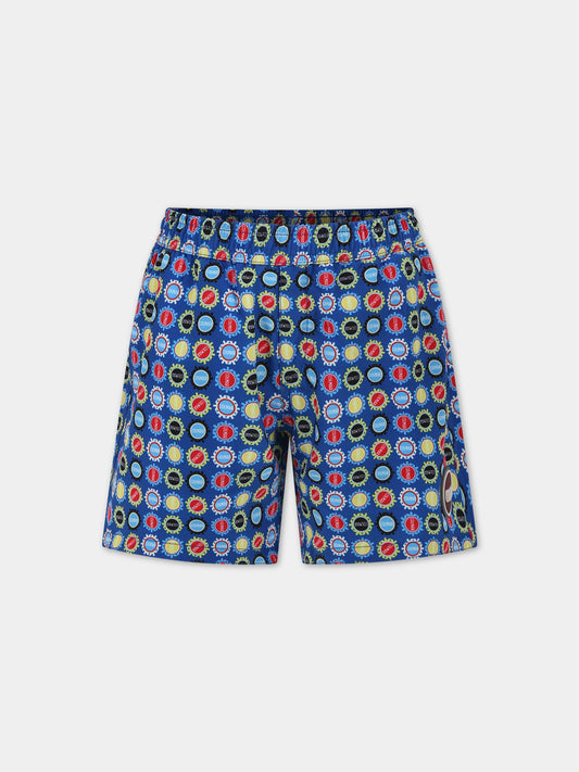 Boxer mare blu per bambino con stampa e logo,Colmar Originals Kids,3742N 7WU 02