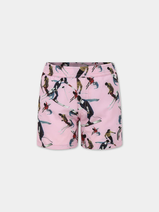 Boxer mare rosa per bambino con stampa e logo,Colmar Originals Kids,3742N 7WU 11