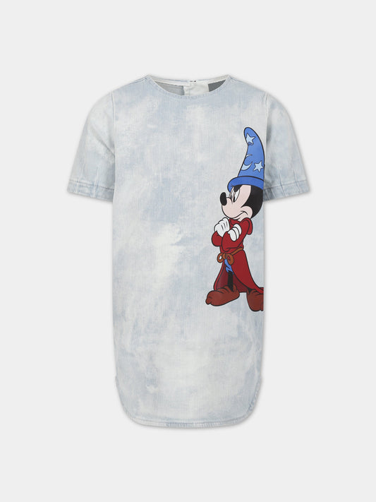 Vestito celeste per bambina con Topolino,Stella Mccartney Kids,8R1F83 Z1038 615
