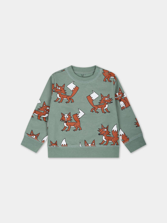 Felpa verde per neonato con volpe,Stella Mccartney Kids,8R4590 Z0604 710MC