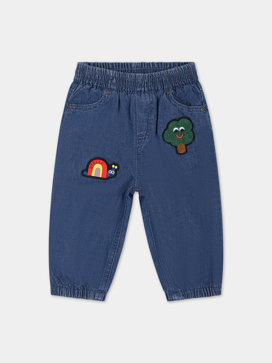 Jeans blu per neonato con patch e logo,Stella Mccartney Kids,8R6620 Z0522 620