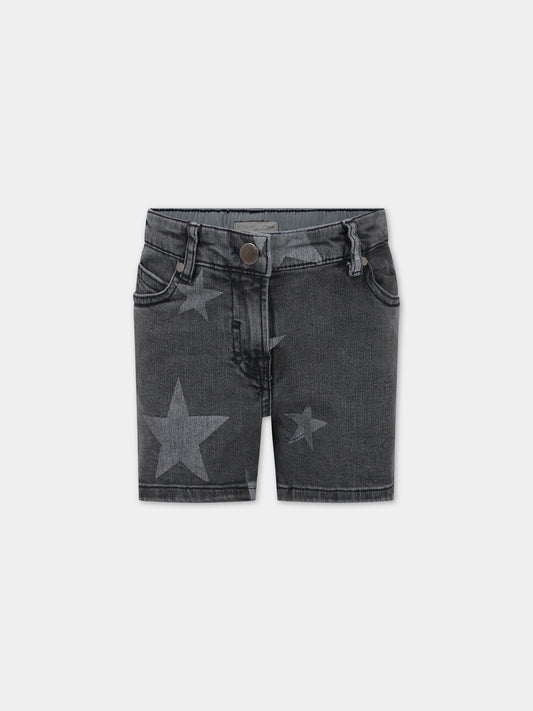 Shorts neri per bambina con stampa stelle,Stella Mccartney Kids,8R6E19 Z0749 999