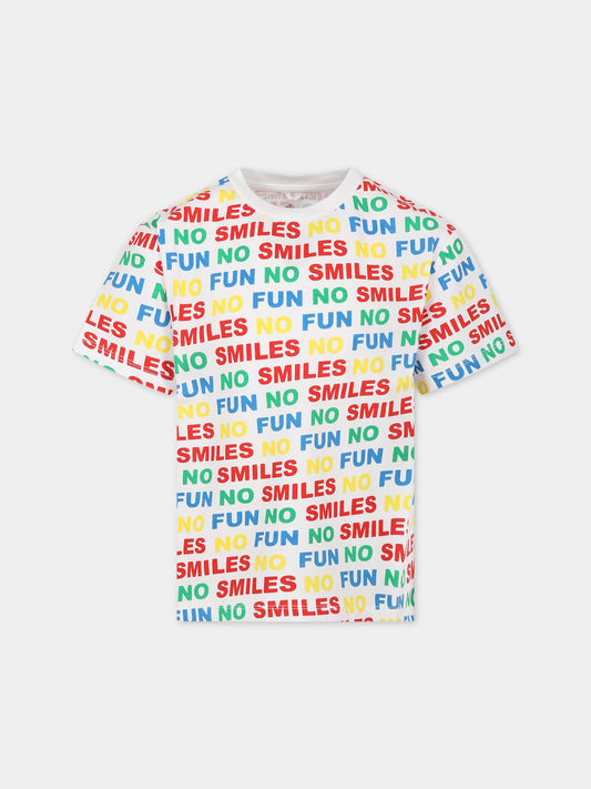 T-shirt bianca per bambino con scritta multicolor,Stella Mccartney Kids,8R8P91 Z0601 100MC