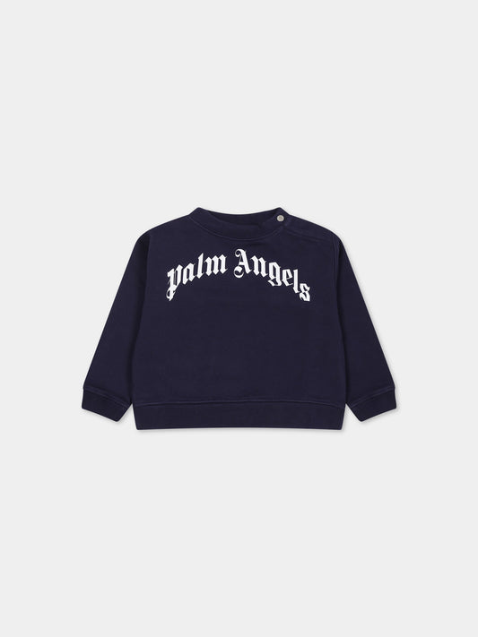 Felpa blu per neonato con logo,Palm Angels,PBXC001F23FLE0034601