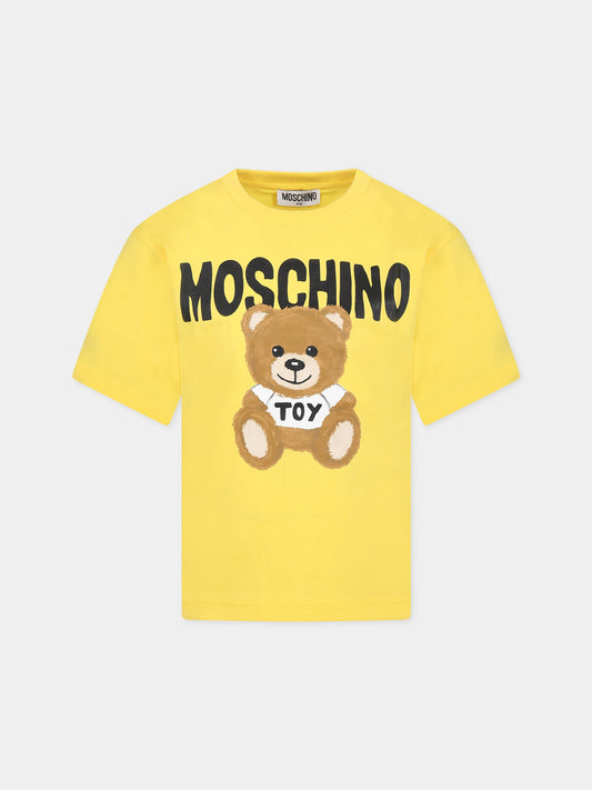 T-shirt gialla per bambini con Teddy Bear,Moschino Kids,HOM03R LAA23 50162
