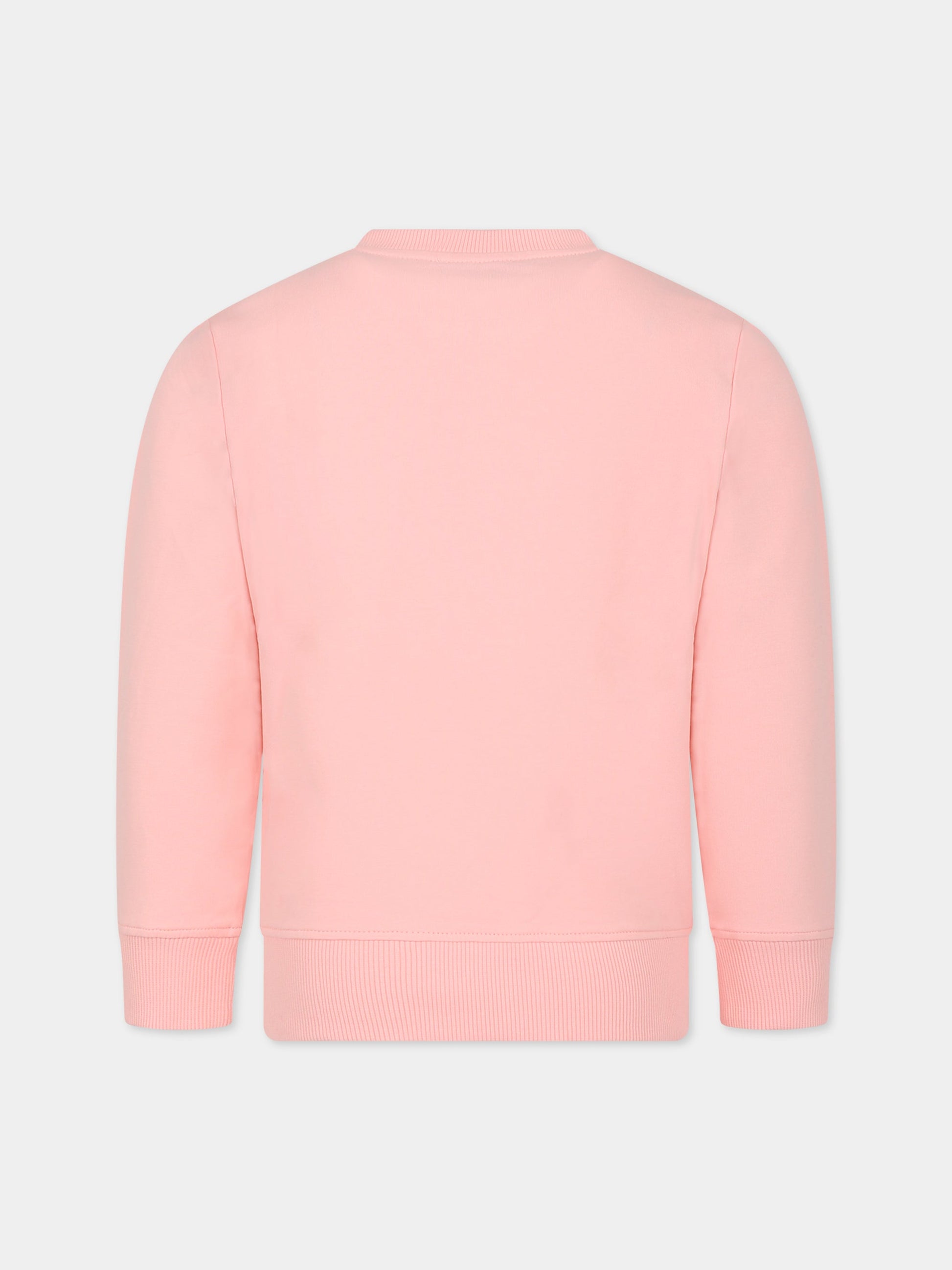 Felpa rosa per bambini con Teddy Bear e logo,Moschino Kids,HRF05R LDA00 50209
