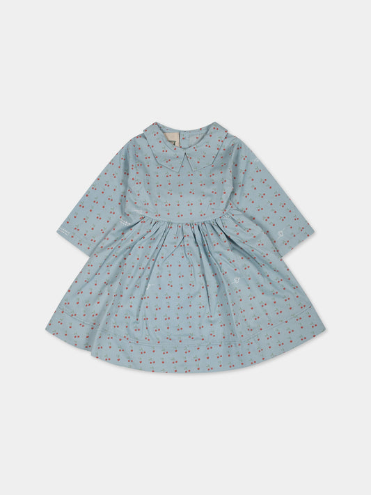 Vestito celeste per neonata con ciliegie,Farway Milano,AB03SPKS