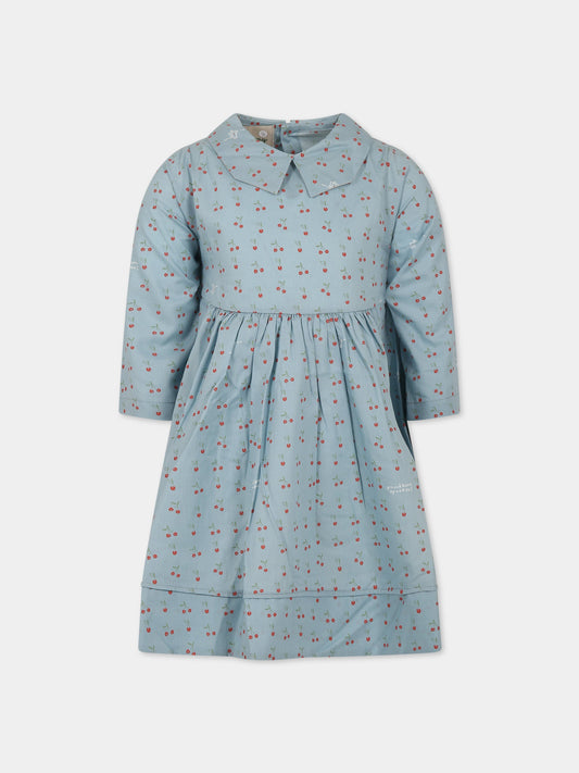 Vestito celeste per bambina con ciliegie,Farway Milano,AB03SPKS