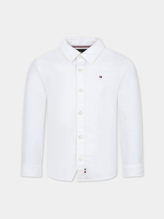 Camicia bianca per bambino con logo,Tommy Hilfiger Junior,23FMTHKB0KB08728J YBR