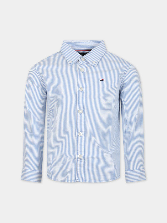 Camicia celeste a righe per bambino con logo,Tommy Hilfiger Junior,23FMTHKB0KB08729J 0A5