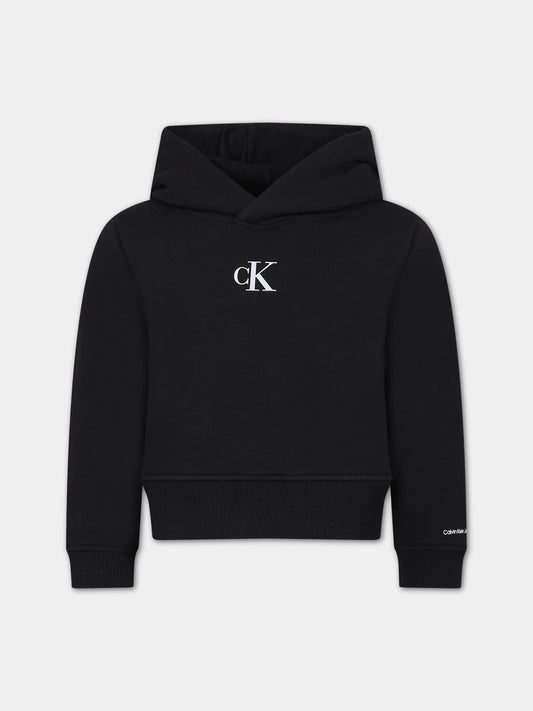 Felpa nera per bambina con logo,Calvin Klein Kids,23FMCKIG0IG02139 BEH