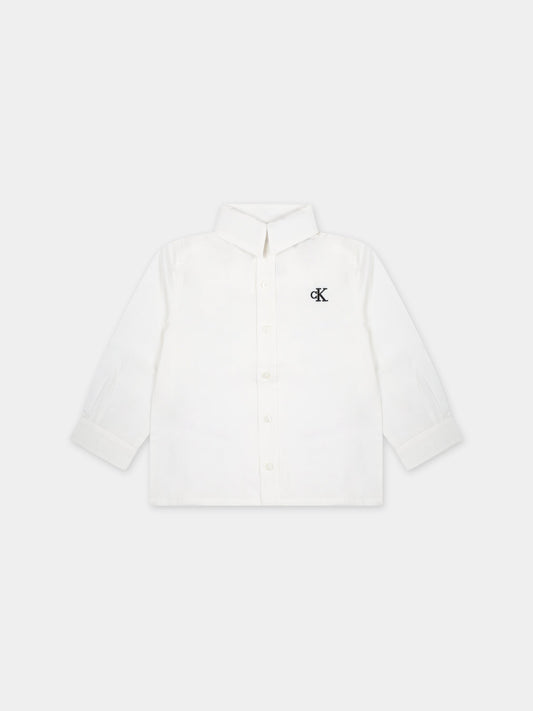 Camicia bianca per neonato con logo,Calvin Klein Kids,23FMCKIN0IN00161 YAF