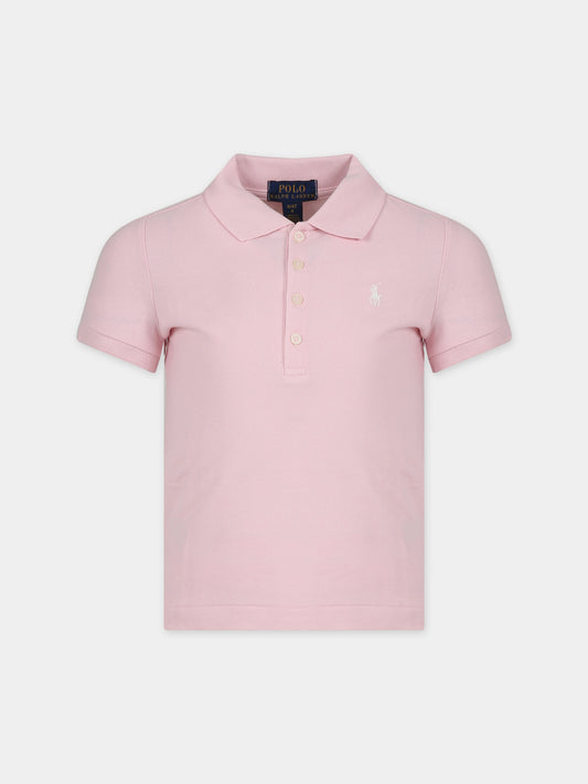 Polo rosa per bambina con cavallino,Ralph Lauren Kids,573242011