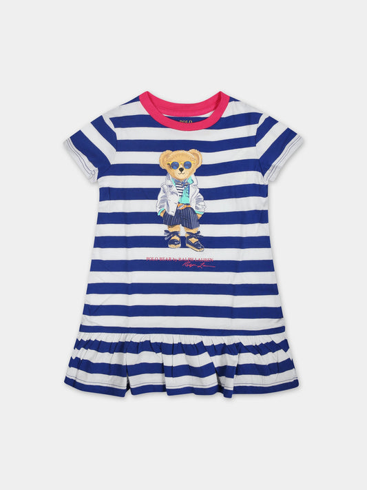 Vestito blu per neonata con Polo Bear,Ralph Lauren Kids,926019001