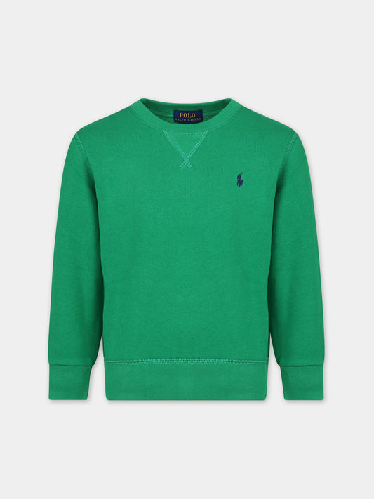Felpa verde per bambino con iconico cavallino,Ralph Lauren Kids,799359035