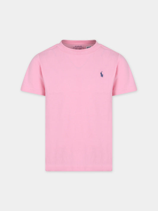 T-shirt rosa per bambina con cavallino,Ralph Lauren Kids,832904137