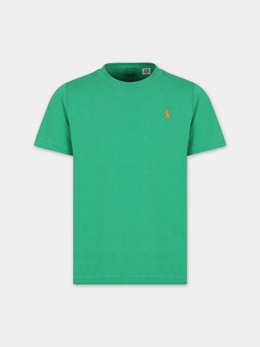 T-shirt verde per bambino con cavallino,Ralph Lauren Kids,832904136