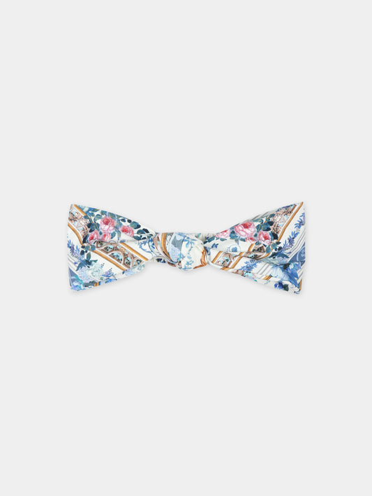 Fascia celeste per bambina con stampa floreale,Camilla,00025678 SEASOSIR