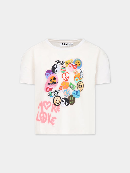 T-shirt avorio per bambina con smile,Molo,2S24A207 3449