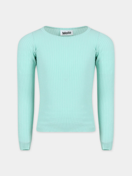 T-shirt verde per bambina con logo,Molo,2S24A401 8866