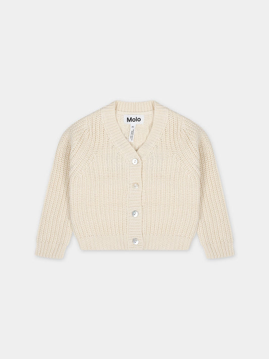 Cardigan beige per bambini con logo,Molo,6S24K304 8900