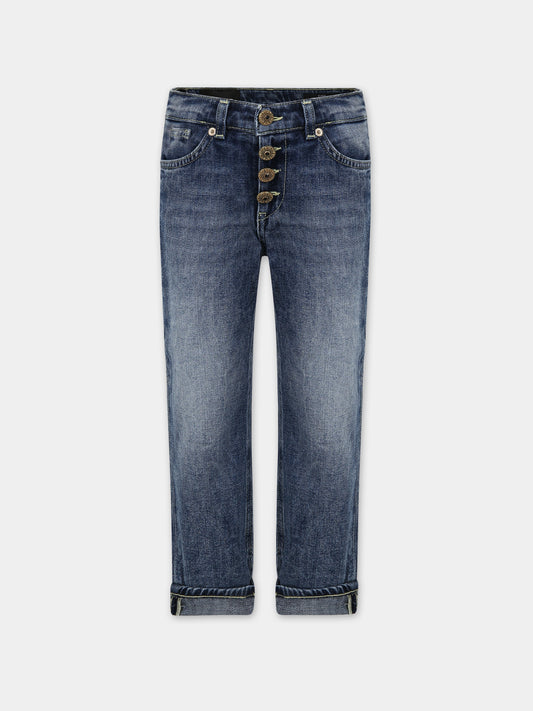 Jeans blu per bambina con logo,Dondup Kids,DFPA019 C DS041 4025