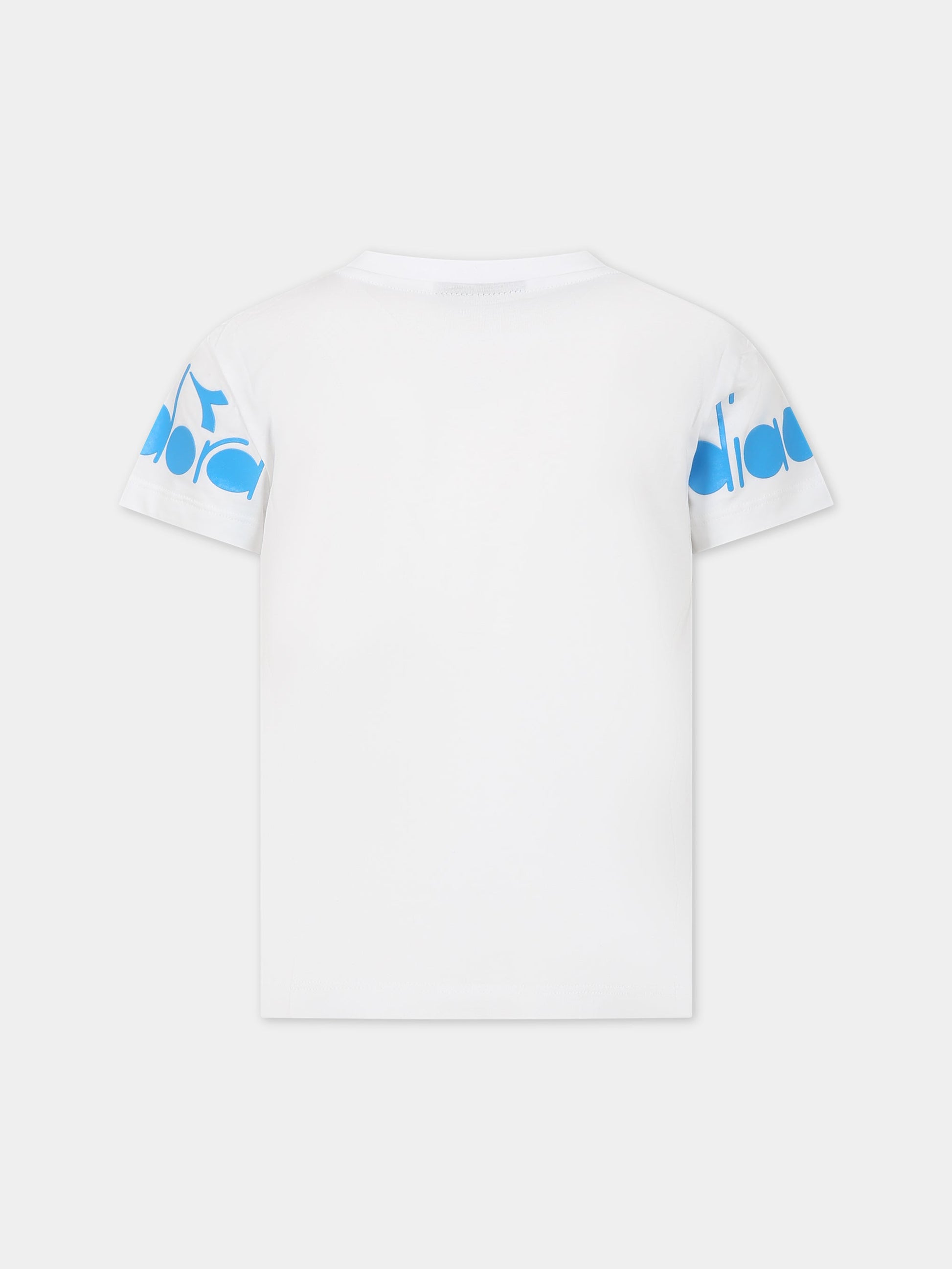 T-shirt bianca per bambino con logo,Diadora Kids,031507 002