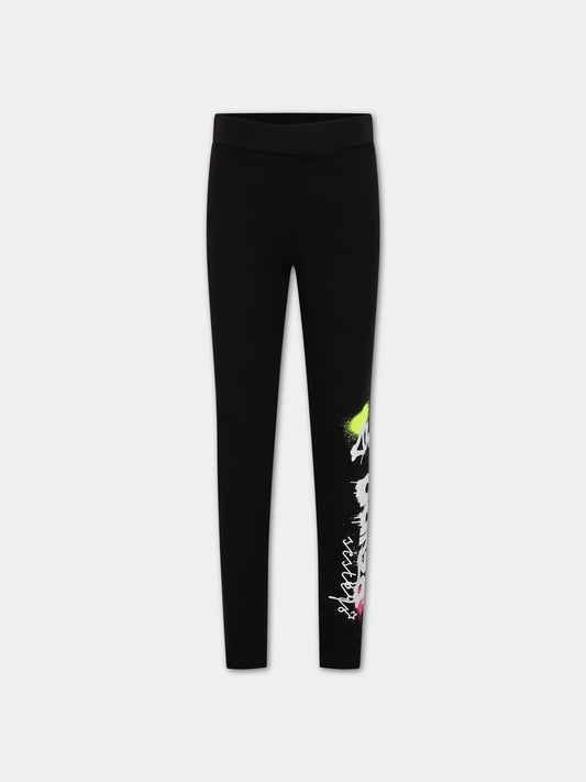 Leggings neri per bambina con logo,Dimensione Danza,031671 110