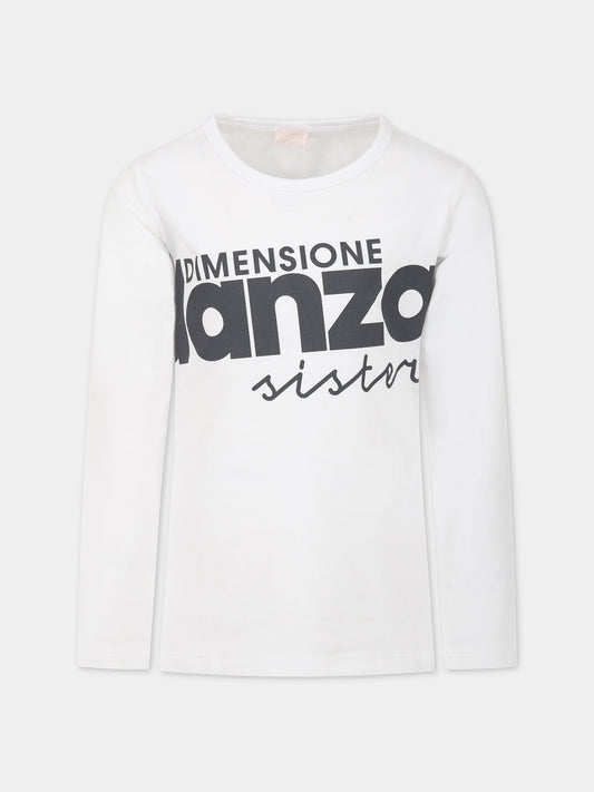 T-shirt bianca per bambina con logo,Dimensione Danza,031682 002