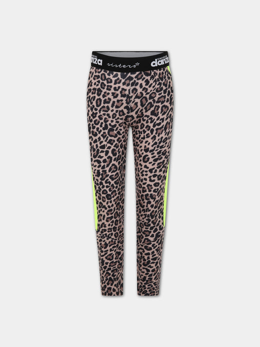 Leggings neri per bambina con logo con stampa,Dimensione Danza,031940/28 200