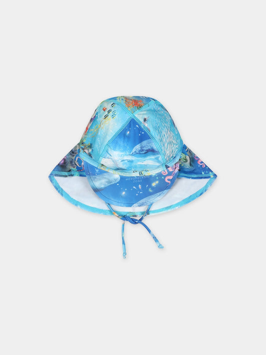 Cappello azzurro per neonato con animali marini,Molo,7S24Y302 9001
